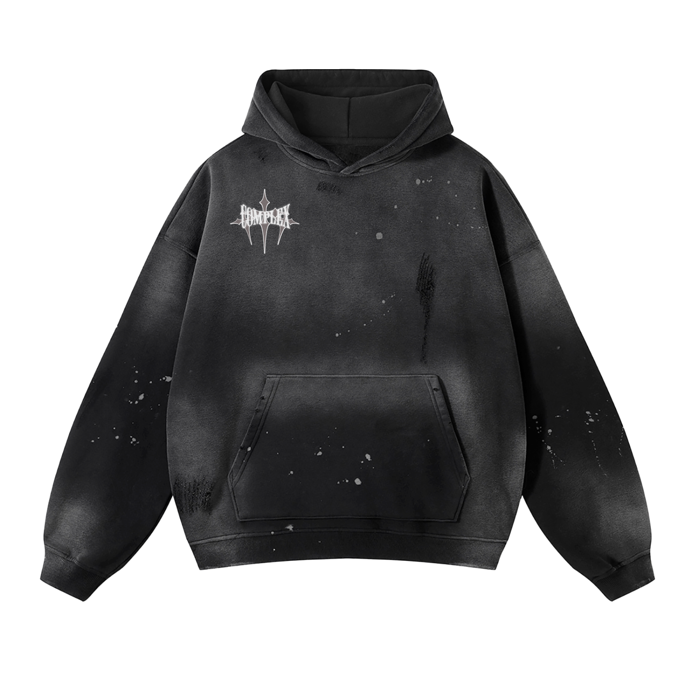 Vintage Wash Frayed Fleece Hoodie - 360 GSM